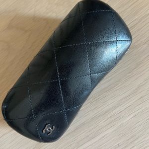 Authentic Chanel black quilted glasses Case